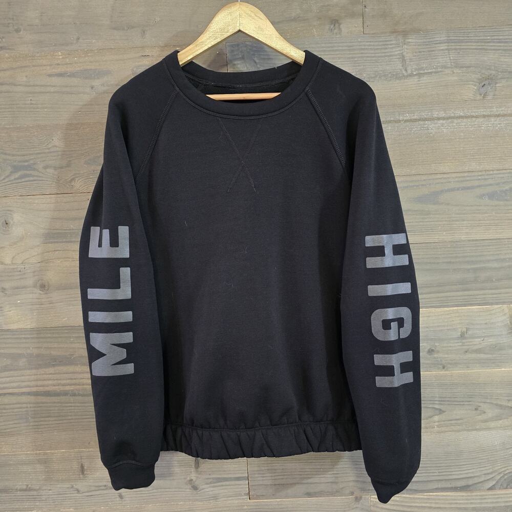lululemon Mile High Crew Fleece Sweatshirt Black Reflective Sleeve Logo Pullover